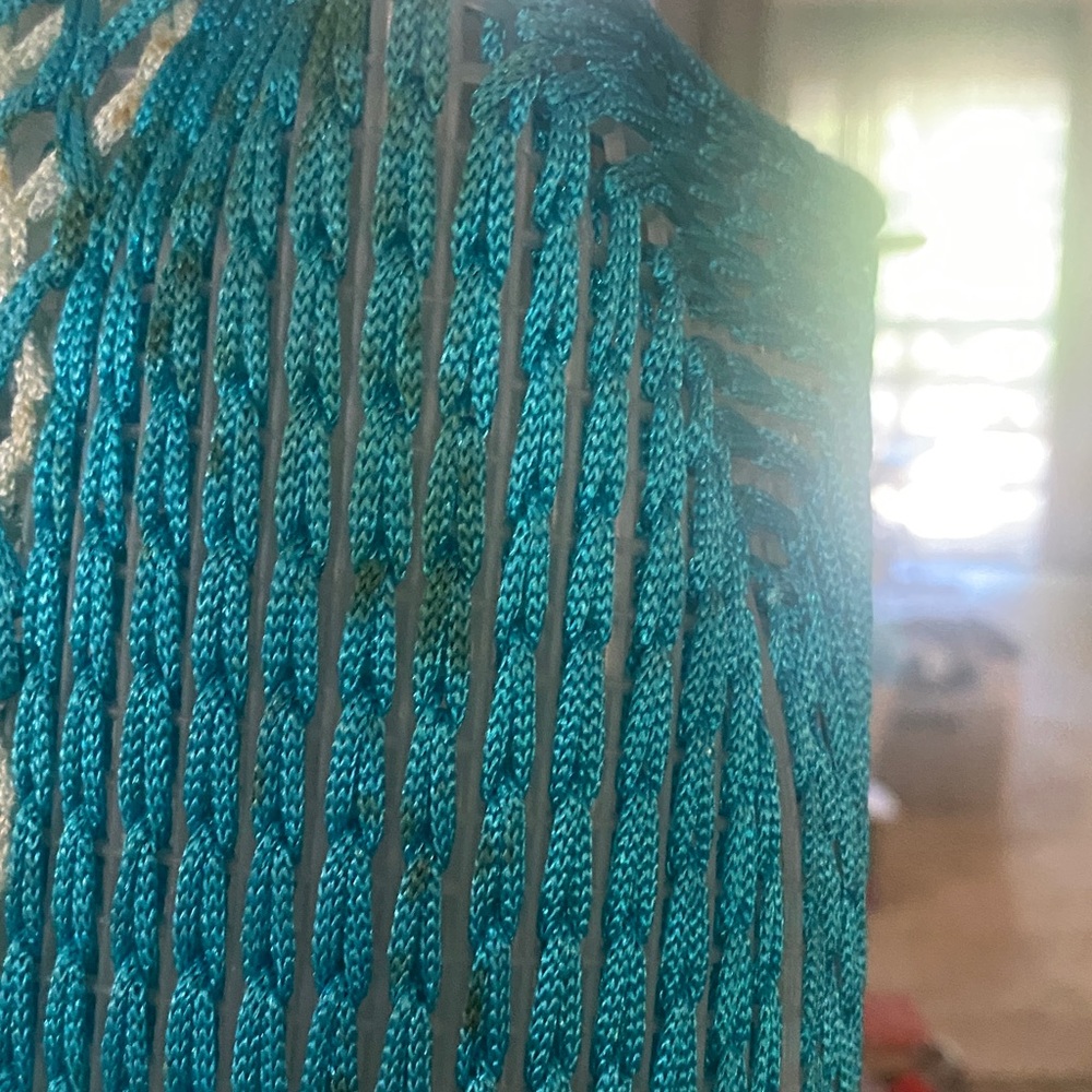 Vintage- Blue Woven Tote Bag with Clear Handles - - Picture 7 of 12